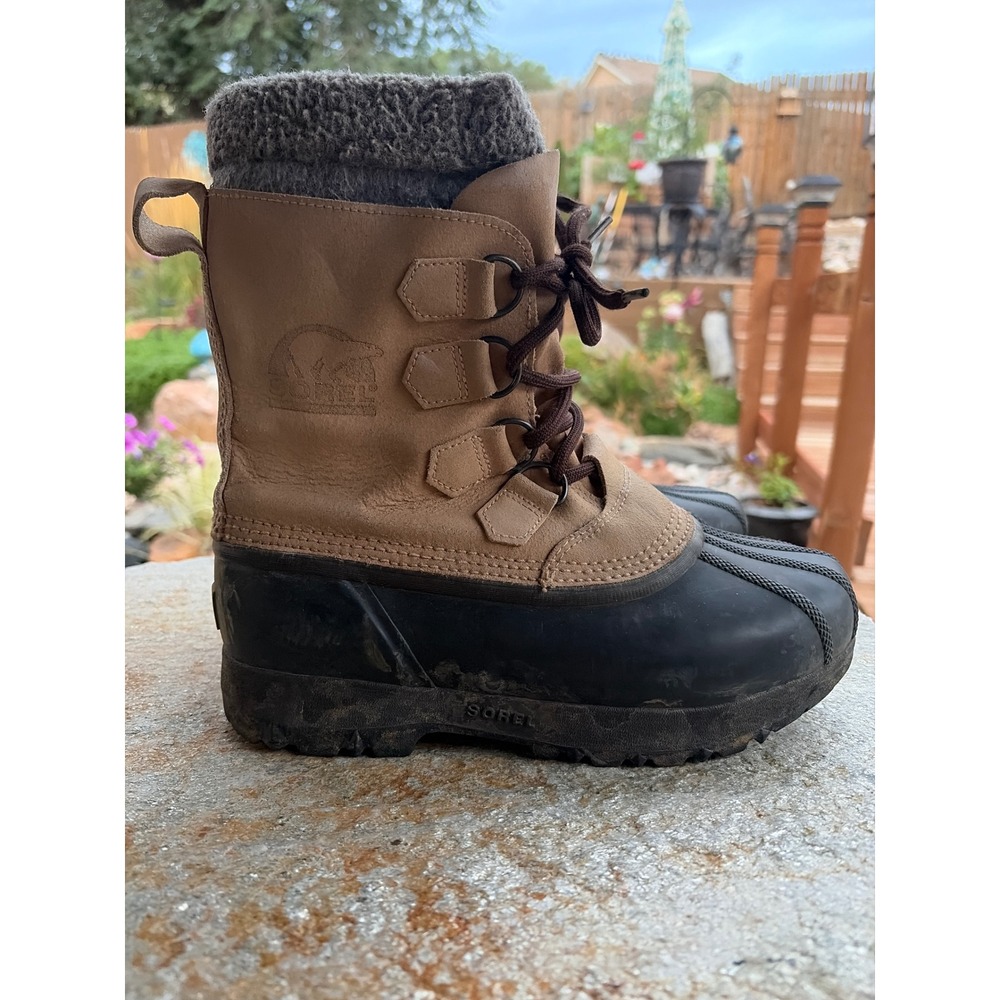 Sorel Kananaskis Tan Leather Rubber Winter Snow Boots LL1000-280 Womens 8